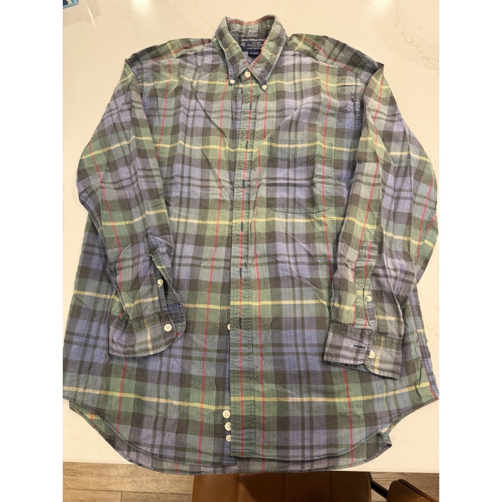 Abercrombie & Fitch Men's Button Down Shirt Large Multicolor Plaid Long Sleeve